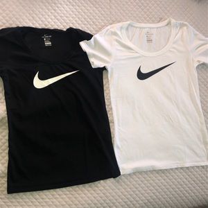 NWOT Set of 2 Nike Dri-Fit Tees White and Black Women's Size XS